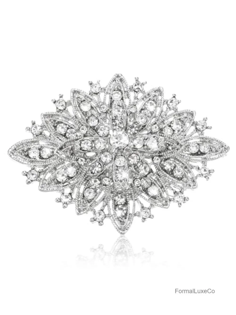 Vintage Rhinestone Brooch Pin - Art Deco Crystal Brooch for Dresses, Wedding,